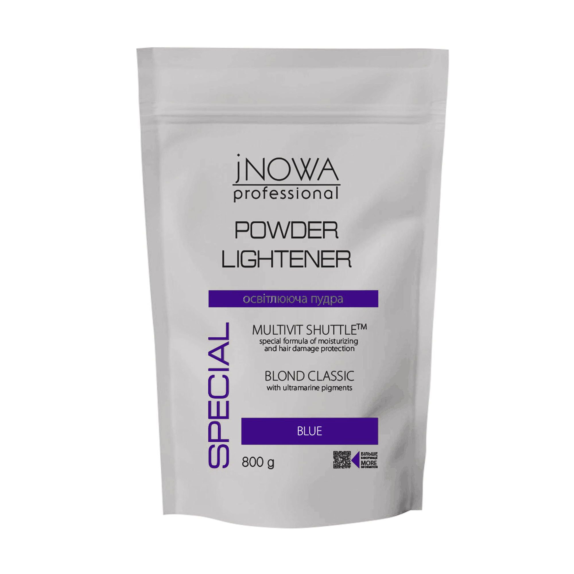 Освітлювальна пудра для волосся jNOWA Professional Blond Classic Powder Lightener з антижовтим ефектом, синя, 800 г